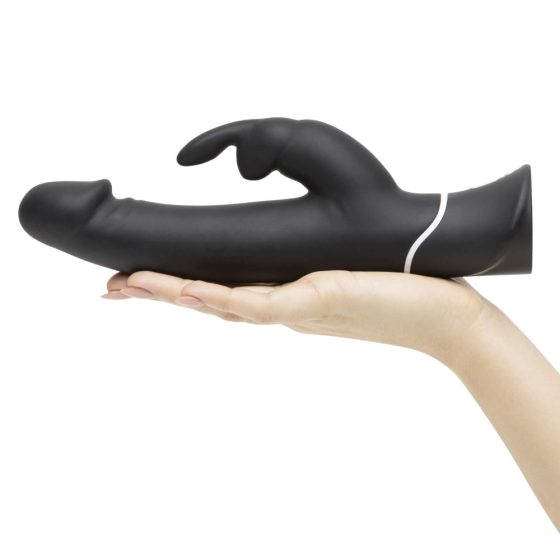 Happyrabbit Realistic - vodotěsný, dobíjecí vibrátor s hůlkou (černý)