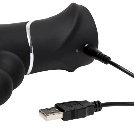 Happyrabbit Triple - nabíjecí vibrátor s ramínkem na stimulaci análu a klitorisu (černý)