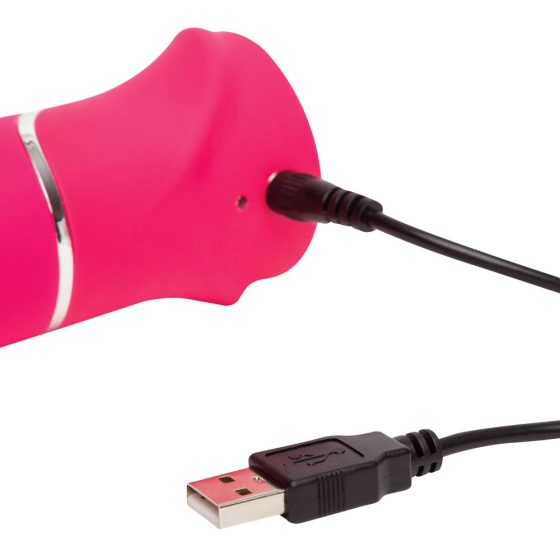 Happyrabbit Thrusting - nabíjecí vibrátor s posuvem a ramínkem na klitoris (růžový)
