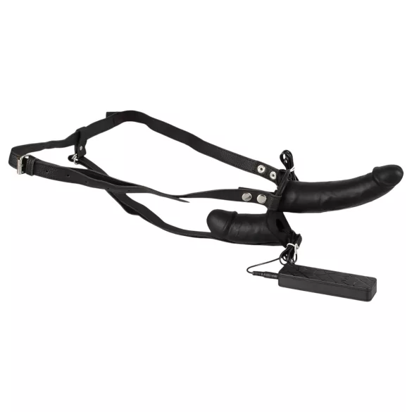 Double Thruster - připínací dvojitý vibrátor - černý