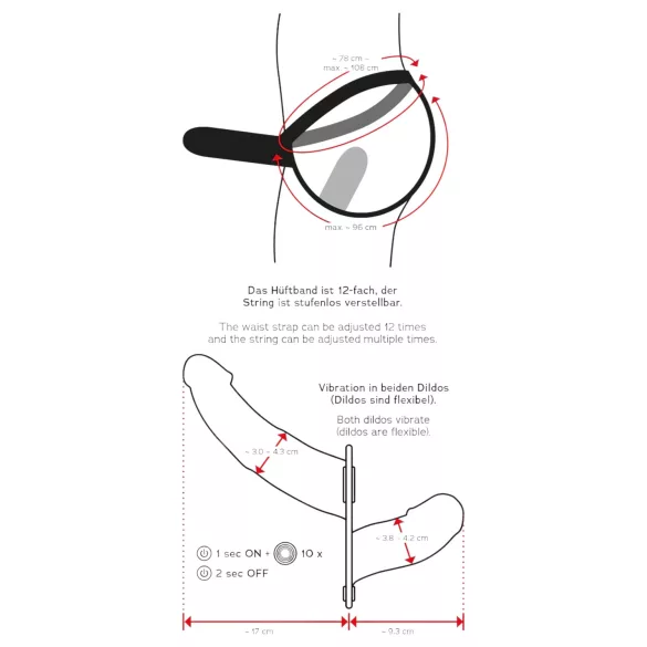Double Thruster - připínací dvojitý vibrátor - černý