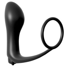  anální vibrátor - anální vibrátor s kroužkem na penis (černý)