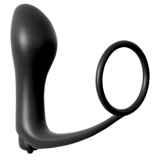 anální vibrátor - anální vibrátor s kroužkem na penis (černý)