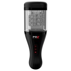   PDX Elite Rotobator - Vzdychající, rotační umělá vagína (průhledná-černá)