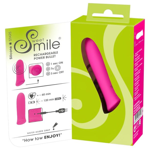 SMILE - mini vibrátor - extra silný výkon - dobíjecí, růžový