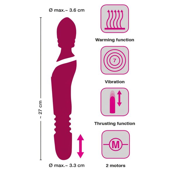 Javida Thrusting - 3v1 masážní vibrátor (červený)