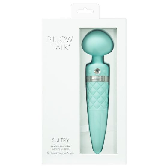 Pillow Talk Sultry - vyhřívaný masážní vibrátor s dvojitým motorem (tyrkysový)