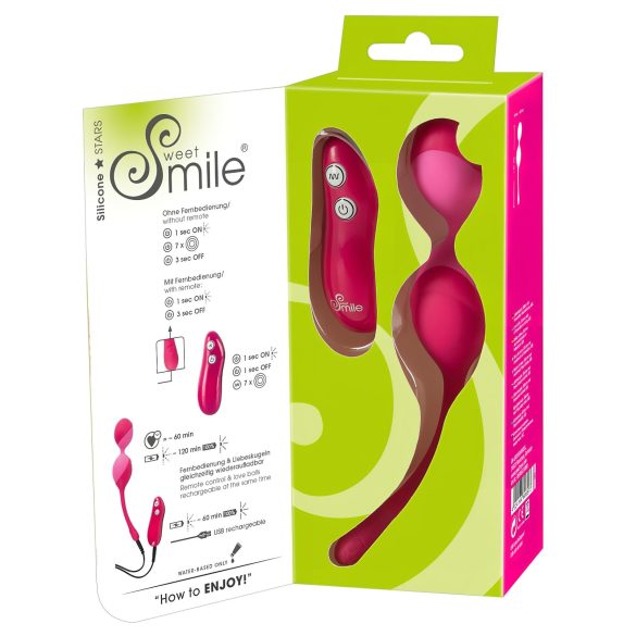 SMILE Love Balls - rádiové vibrační vajíčko -82g (růžové)