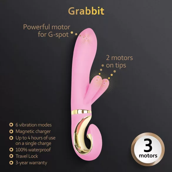 G-Vibe GRabbit - vibrátor na G-bod - 3 motory - dobíjecí - růžový