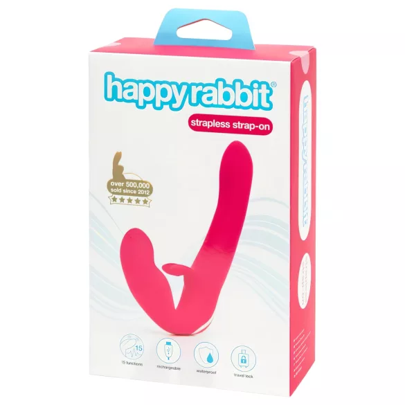 Happyrabbit - strapless vibrátor pro páry - silikon růžový