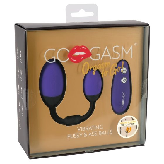 GoGasm Pussy & Ass - dobíjecí rádiové vibrační vajíčko duo (fialovo-černé)