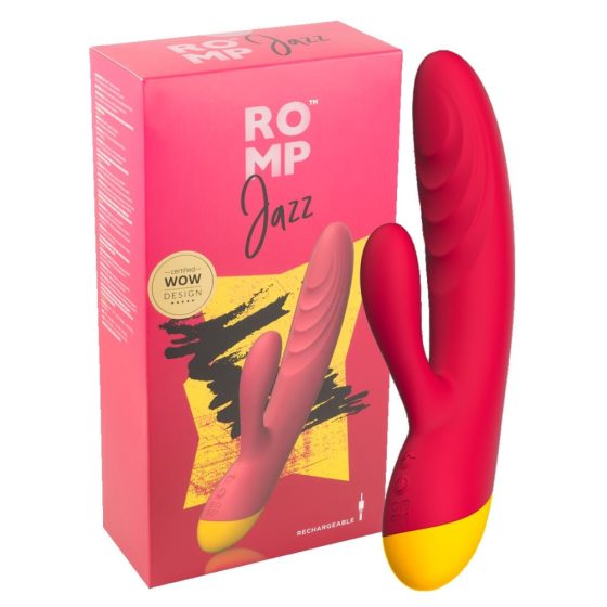 ROMP Jazz - nabíjecí, vodotěsný vibrátor na bod G s ramínkem na klitoris (tmavě růžový)