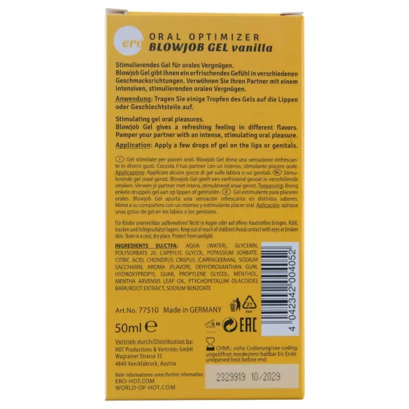 Blowjob Gel - orální lubrikační gel - vanilka - 50 ml
