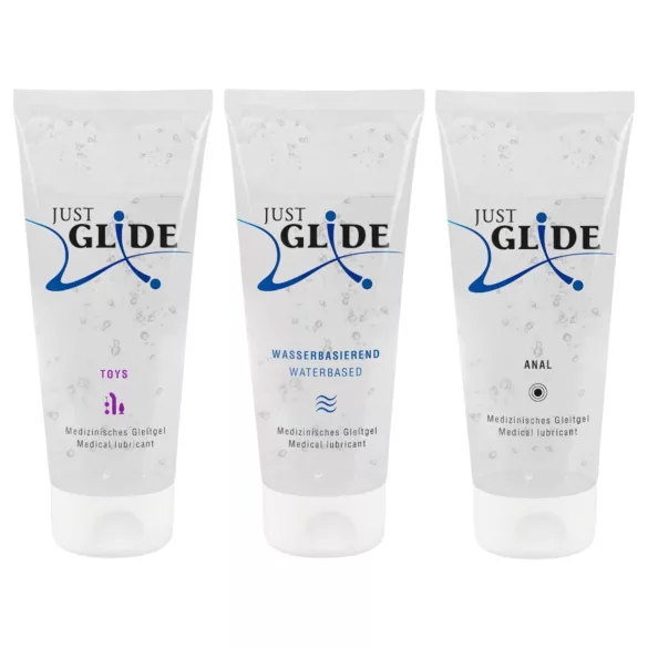 Just Glide - sada lubrikantů - na vodní bázi - 3×200 ml