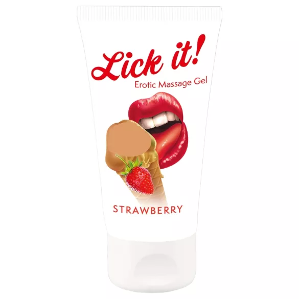 Lick it! - lubrikant a jedlý gel 2v1 - jahoda - 50 ml