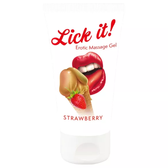 Lick it! - lubrikant a jedlý gel 2v1 - jahoda - 50 ml
