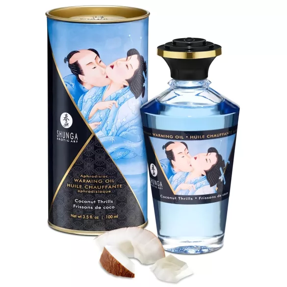 Shunga - masážní olej s hřejivým efektem - kokos - 100 ml