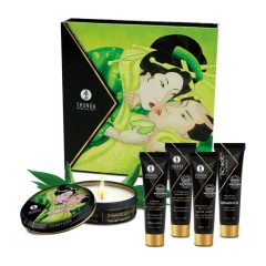   Shunga Geisha - sada lubrikačního gelu, masážního oleje a svíčky ze zeleného čaje (5 kusů) -