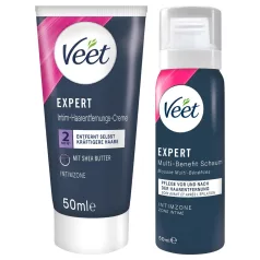   Veet - intimní depilační krém a hydratační pěna pro ženy (2×50 ml)