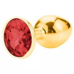   Sunfo - kovový anální kolík s červeným kamenem - zlatý