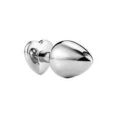   Sunfo - kovové anální dildo s kamenem ve tvaru srdce (stříbrno-bílé)