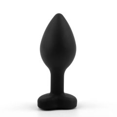   Sunfo - silicone anal dildo with heart-shaped stone (black and white)