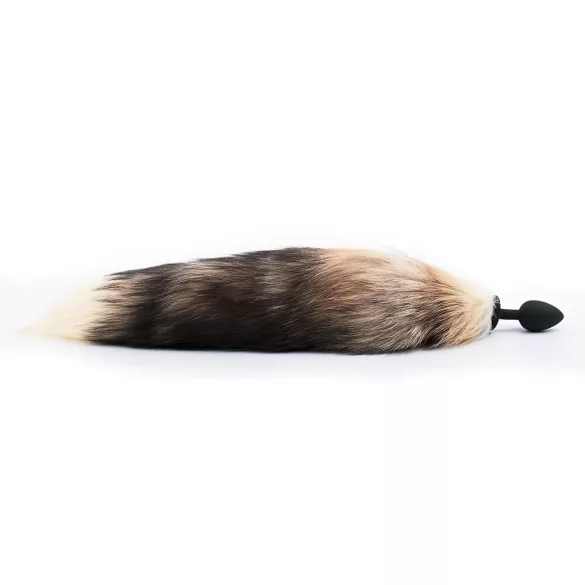 Sunfo - anální kolík se silikonovým liščím ocasem - černo-červený