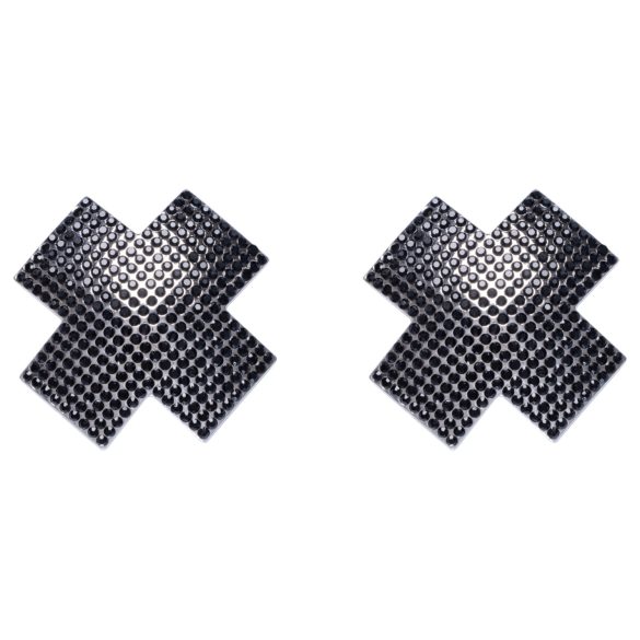 Cottelli - nalepovací ozdoby na bradavky s kamínky X - černé