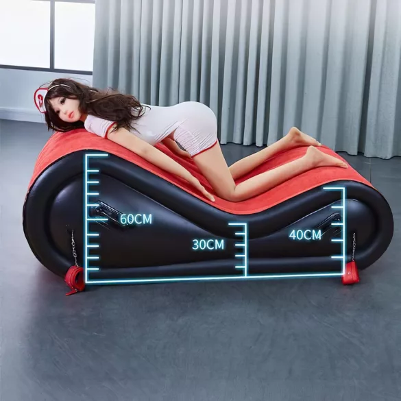 Desirel Magic Pillow - Nafukovací BDSM sexuální nábytek - s pouty (červený)