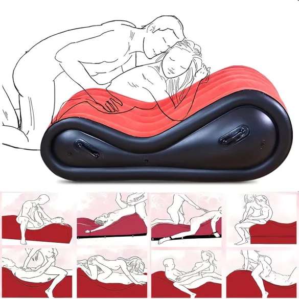 Desirel Magic Pillow - Nafukovací BDSM sexuální nábytek - s pouty (červený)