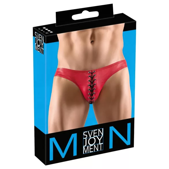 Svenjoyment - pánské slipy s černým šněrováním - červené