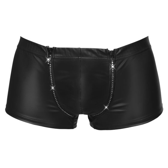 Svenjoyment - matné boxerky na zip s kamínky (černé)