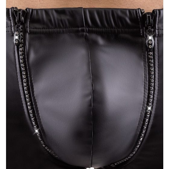 Svenjoyment - matné boxerky na zip s kamínky (černé) - M