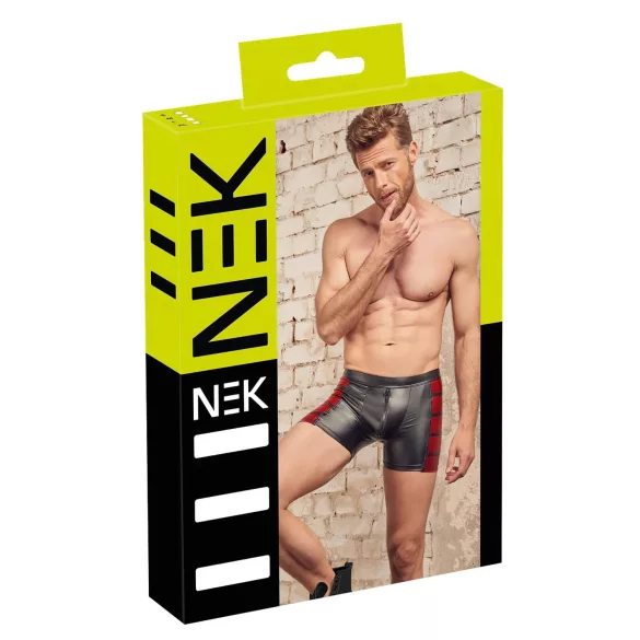 NEK - pánské boxery s červenými vsadkami na bocích a zipem - černé - M