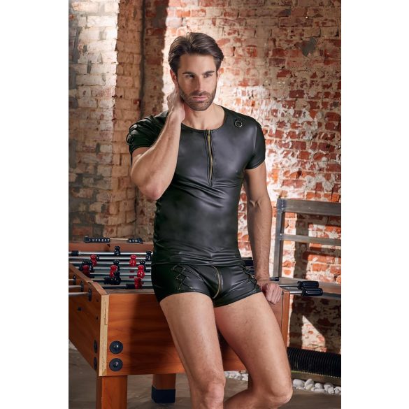 NEK - matný efekt, krátký rukáv, pánské triko (černé) - 2XL