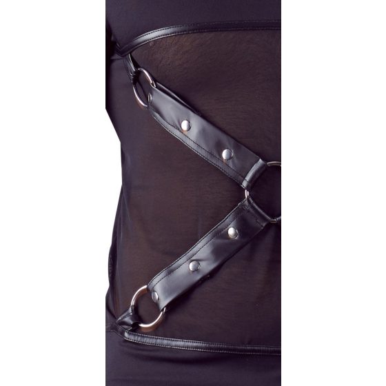 NEK - Pánský top s dlouhým rukávem a křížovým páskem (černý)