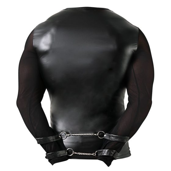 Svenjoyment - Pánský top s dlouhým rukávem a náprsním páskem (černý)