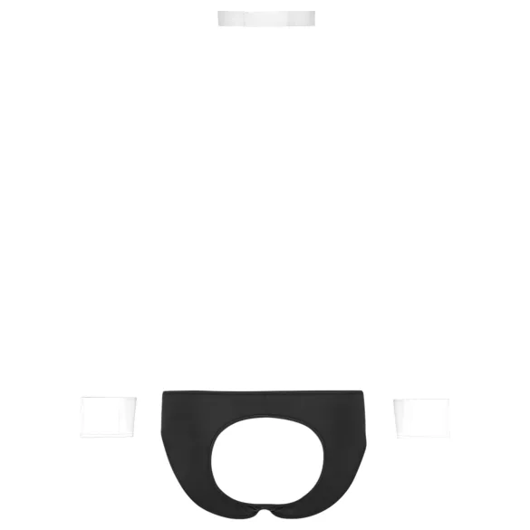 Svenjoyment - pánské tanga kostým číšník - černobílá sada