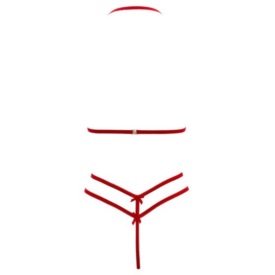 Cottelli - otevřená krajková souprava s podprsenkou (červená)