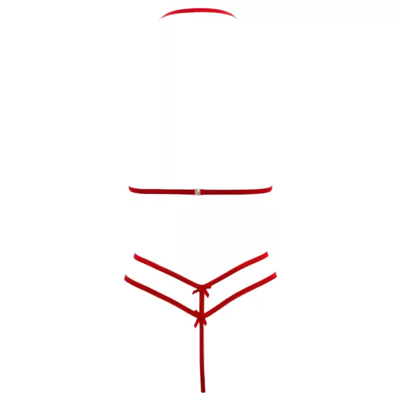 Cottelli - otevřená krajková podprsenka set - červená - XL