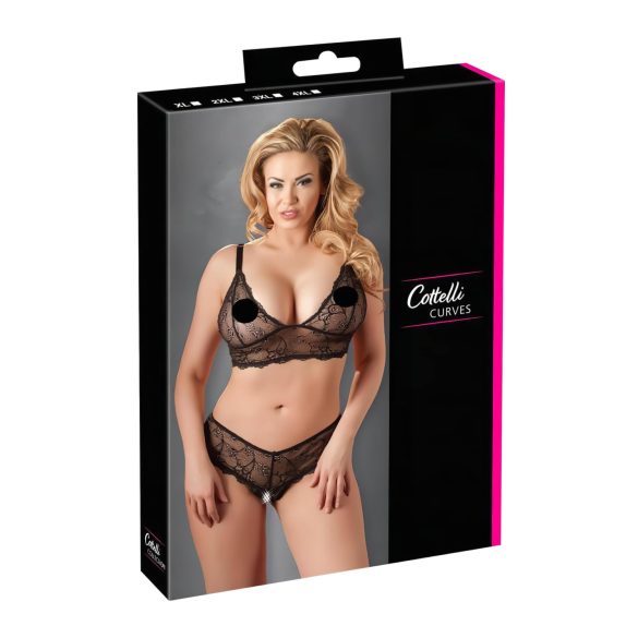 Cottelli Plus Size - krajková podprsenka set (černá) - XXXXL
