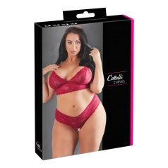  Cottelli Plus Size - jemný krajkový set podprsenky (červený) - 2XL