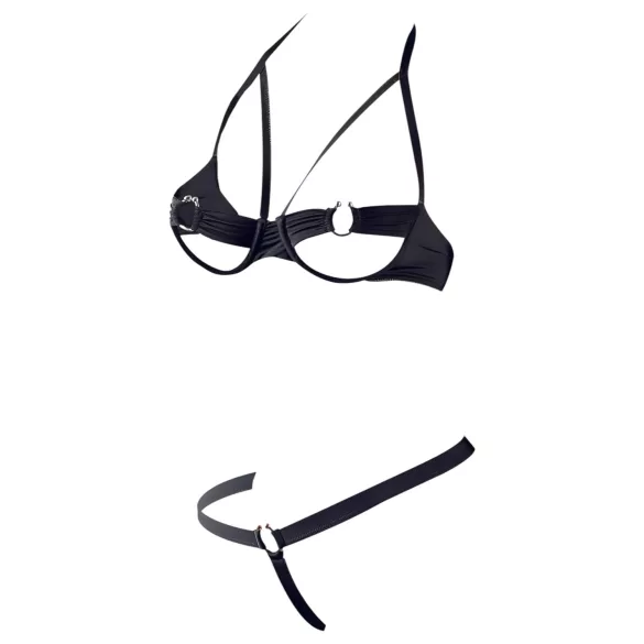 Cottelli - sada podprsenka s kovovými kroužky - černá - 85B/L