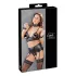 Cottelli Bondage - erotická krajková souprava prádla - lesklá, 4 díly - XL