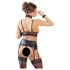Cottelli Bondage - erotická krajková souprava prádla - lesklá, 4 díly - XL