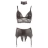 Cottelli Bondage - erotická krajková souprava prádla - lesklá, 4 díly - XL