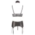 Cottelli Bondage - erotická krajková souprava prádla - lesklá, 4 díly - XL