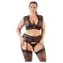Cottelli Plus Size - krajkové prádlo se štrasem - černé