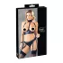 Cottelli Bondage - lesklá podprsenková souprava s pouty - černá - L