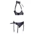 Cottelli Bondage - lesklá podprsenková souprava s pouty - černá - L